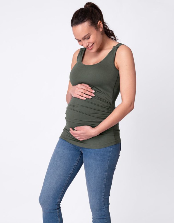 Těhotenské a kojící tílko khaki