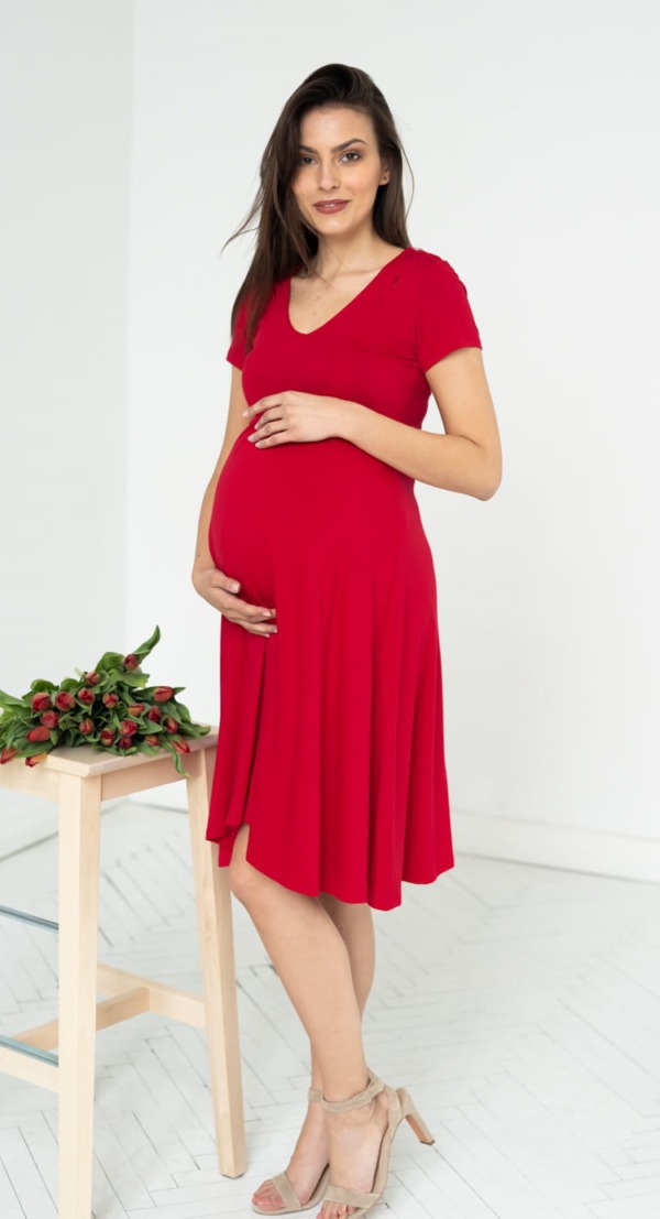 Těhotenské šaty červené