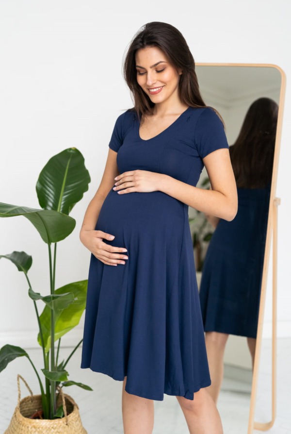 Těhotenské šaty tmavě modré kojící