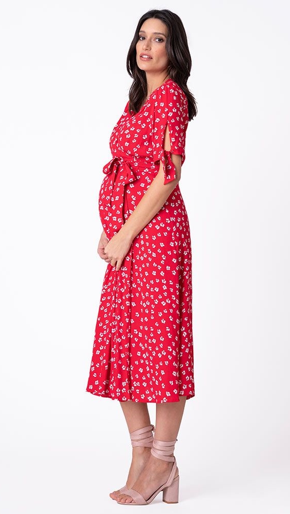 Těhotenské šaty červené dlouhé
