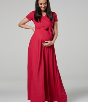 Dlouhé těhotenské šaty malinové