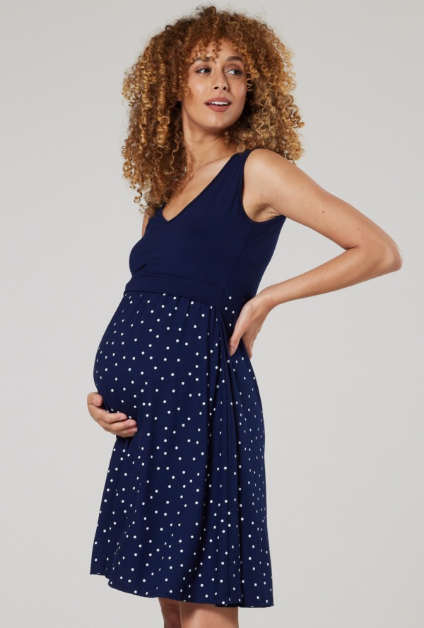Těhotenské šaty na ramínka modré