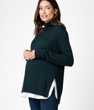 Těhotenský svetr tmavě zelený kojící