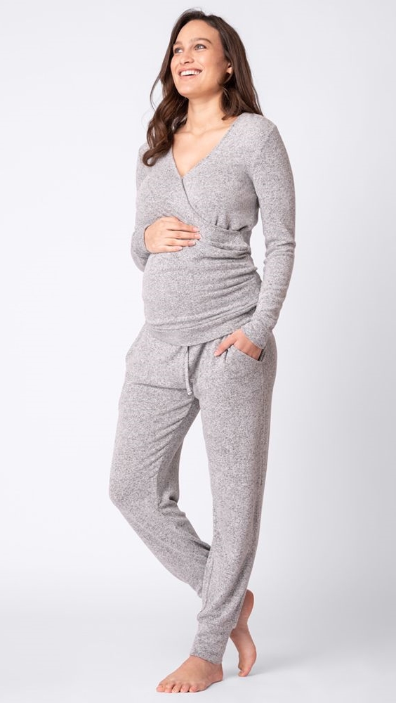 Těhotenské pyžamo kojící šedé