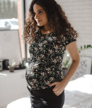 Těhotenské a kojící tričko černé